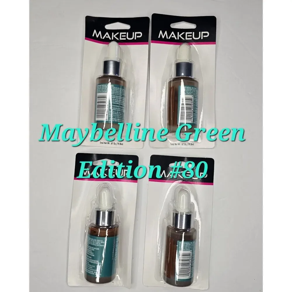 MAYBELLINE Green Edition #80 Super Drop Tinted Oil Makeup Foundation Bundle of 4